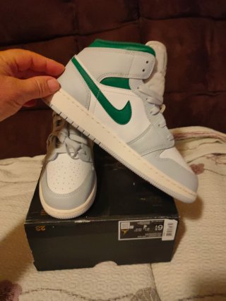 Zapatillas Jordan Air 1 Mid Gris/Verde Talla 39