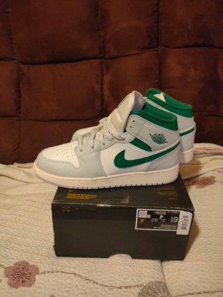 Zapatillas Jordan Air 1 Mid Gris/Verde Talla 39