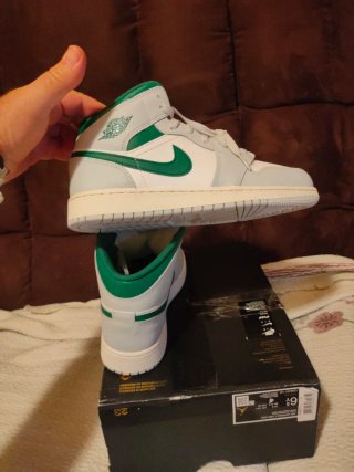 Zapatillas Jordan Air 1 Mid Gris/Verde Talla 39