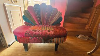 Sillón de terciopelo patchwork retro