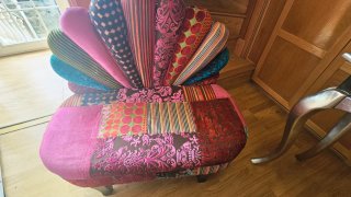 Sillón de terciopelo patchwork retro