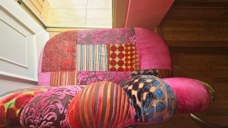 Sillón de terciopelo patchwork retro