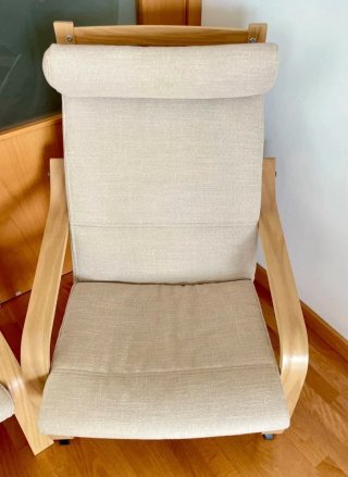 Sillón Poäng Ikea + Reposapiés Beige