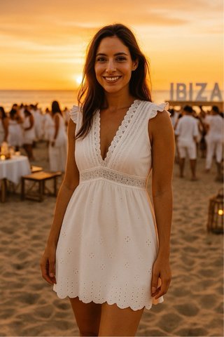 Vestido blanco broderie romántico