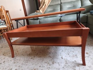 Mesa de centro elevable madera y cristal