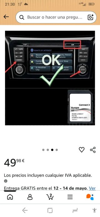 Tarjeta de navegación Nissan 3