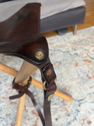 Taburete plegable madera y piel