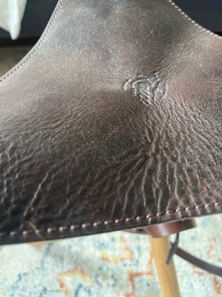 Taburete plegable madera y piel