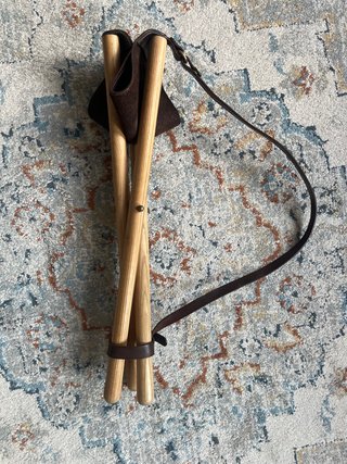 Taburete plegable madera y piel