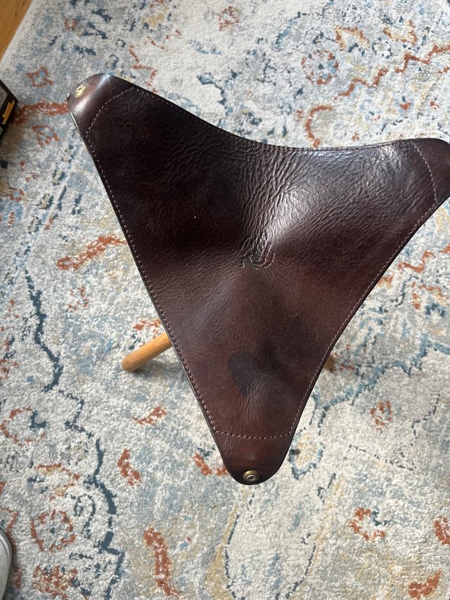 Taburete plegable madera y piel