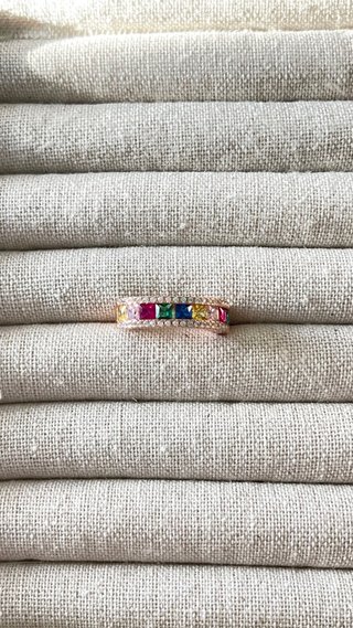 Anillo Plata 925 Oro Rosa Circonitas Arcoíris