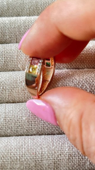 Anillo Plata 925 Oro Rosa Circonitas Arcoíris