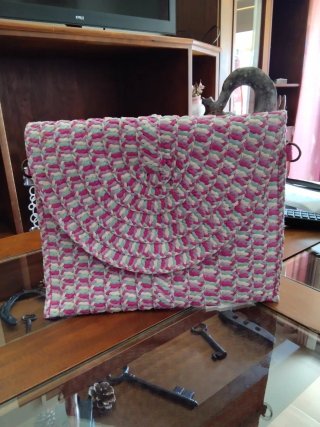 Bolso de rafia tejido multicolor, Nueva Temporada.
