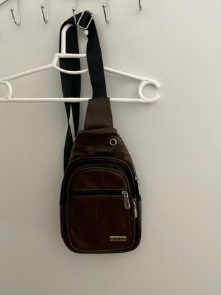 Borsa a tracolla marrone da uomo