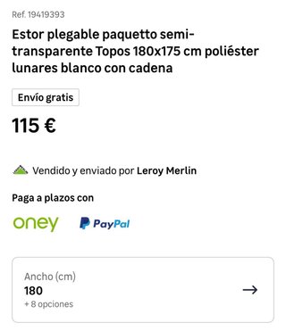 Estores Leroy Merlin 180x175cm