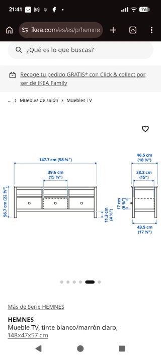 Mueble TV Ikea Hemnes Madera