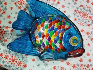Pesce in vetro dipinto a mano anni '70