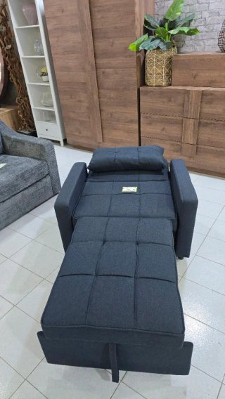 Sofá Cama 1 Plaza Azul/Gris