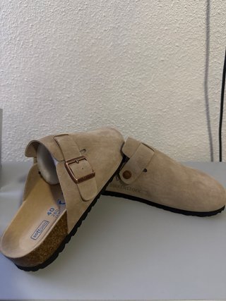 Birkenstock Beige Suede Clogs