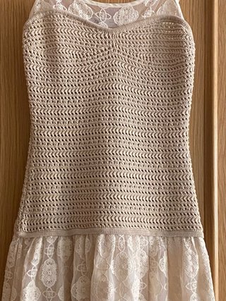 Vestido Zara beige largo bordado Talla S