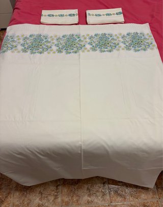 Lençol de Casal Algodão Faixa Floral 198x280