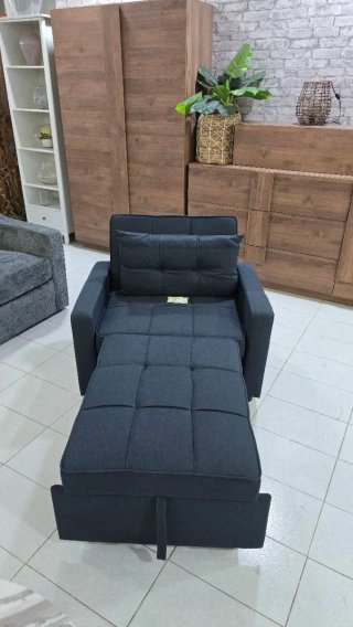 Sofá Cama 1 Plaza Azul/Gris
