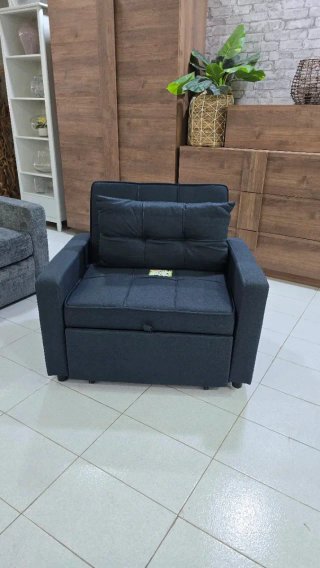 Sofá Cama 1 Plaza Azul/Gris