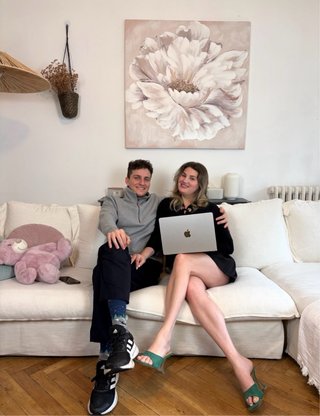 Divano letto modulare in lino bianco come nuovo