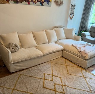 Divano letto modulare in lino bianco come nuovo