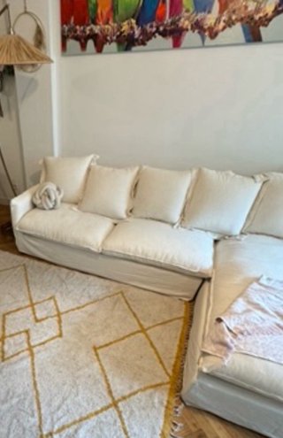 Divano letto modulare in lino bianco come nuovo