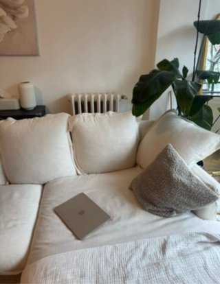 Divano letto modulare in lino bianco come nuovo