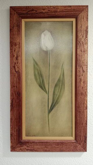 Cuadro de tulipán blanco enmarcado