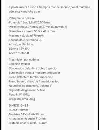 Quad infantil 125cc 4 velocidades