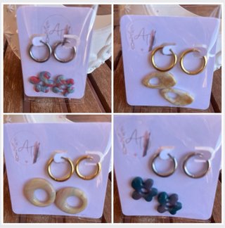 Pendientes artesanales corazón y flor