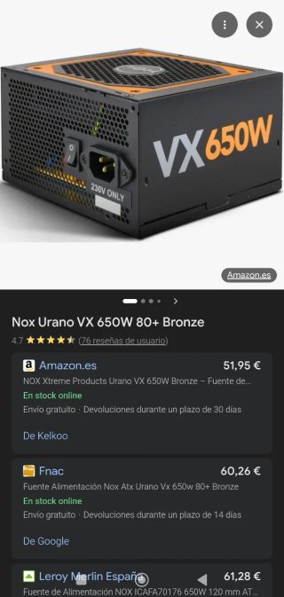 Fuente Alimentación Nox 650W