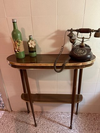 Mesita entradita vintage madera y metal