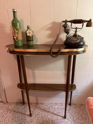 Mesita entradita vintage madera y metal