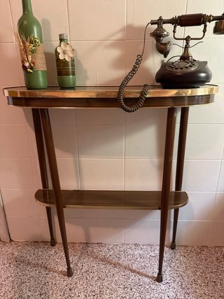 Mesita entradita vintage madera y metal