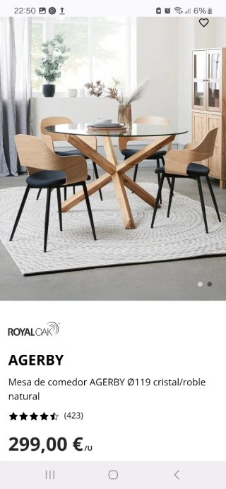 Mesa redonda cristal Jysk