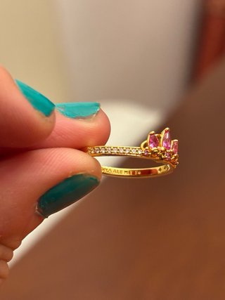 Anillo Pandora Corona Rosa y Dorado