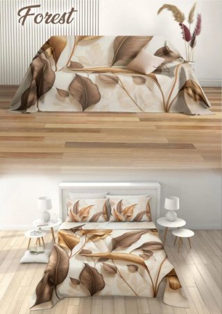 Copriletto con fantasia foglie