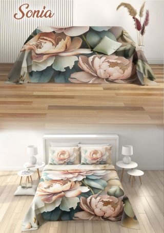 Copriletto con fantasia foglie