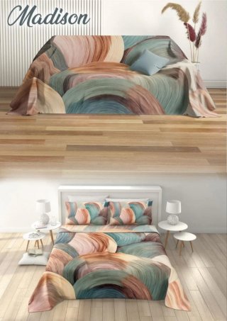 Copriletto con fantasia foglie
