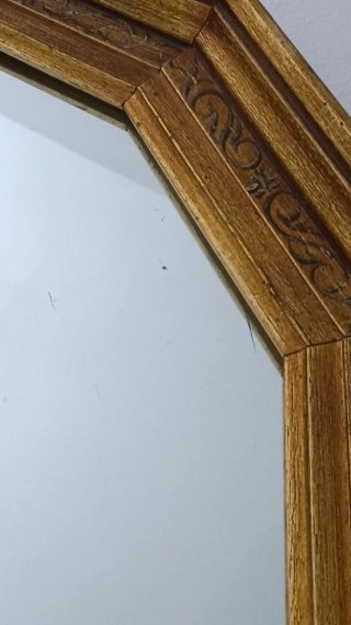 Espejo Vintage 12 Lados Madera Dorada 70cm Años 60