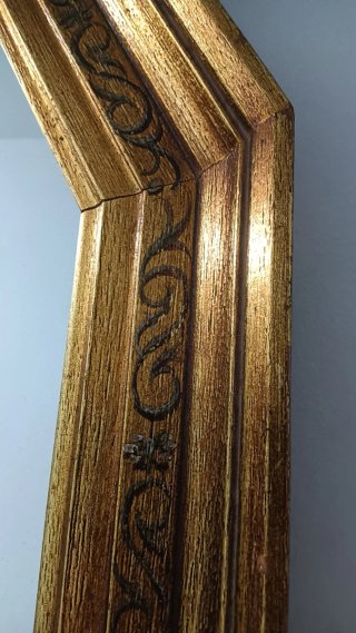 Espejo Vintage 12 Lados Madera Dorada 70cm Años 60