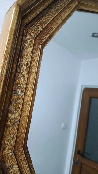 Espejo Vintage 12 Lados Madera Dorada 70cm Años 60