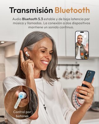 Audífonos sordera Bluetooth Blancos SIN ESTRENAR