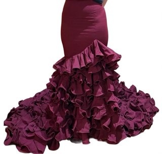 Bata de cola flamenca granate - borgoña