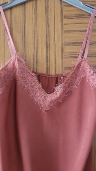 Top lencero encaje tirantes regulables coral teja