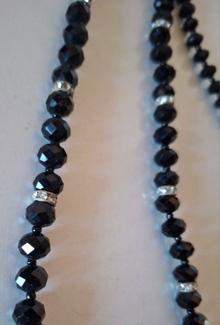 2 COLLARES ANTIGUOS CRISTAL NEGRO FRANCÉS AÑOS 30